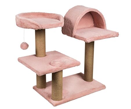 Dubex 53x87x75 cm Kedi Oyun Evi ve Tırmalama Platformu Pembe