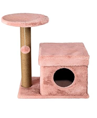 Dubex 39x72x80 cm Kedi Oyun Evi ve Tırmalama Platformu Pembe