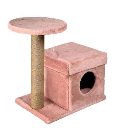 Dubex 39x72x80 cm Kedi Oyun Evi ve Tırmalama Platformu Pembe