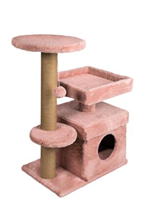 Dubex 39x72x87 cm Kedi Oyun Evi ve Tırmalama Platformu Pembe