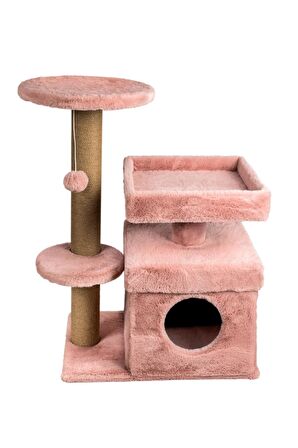 Dubex 39x72x87 cm Kedi Oyun Evi ve Tırmalama Platformu Pembe