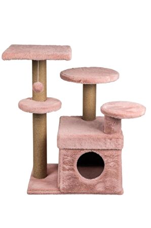 Dubex 65x86x87 cm Kedi Oyun Evi ve Tırmalama Platformu Pembe