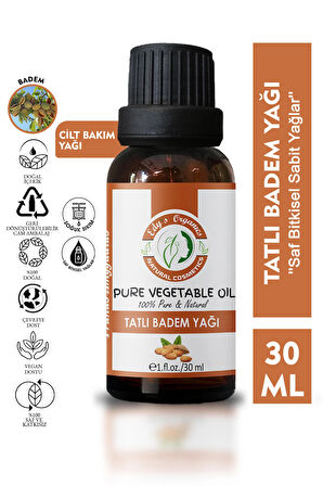 Tatlı Badem Yağı Soğuk Sıkım 30 ml