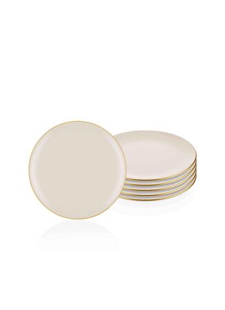 The Mia Basic Pasta Tabağı 6 Lı Set Krem - 19cm