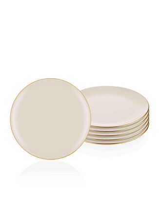 The Mia Basic Servis Tabağı 6 Lı Set Krem - 26cm