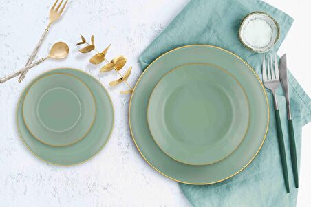 The Mia Basic Yemek Tabağı 6 Lı Set Yeşil - 20cm