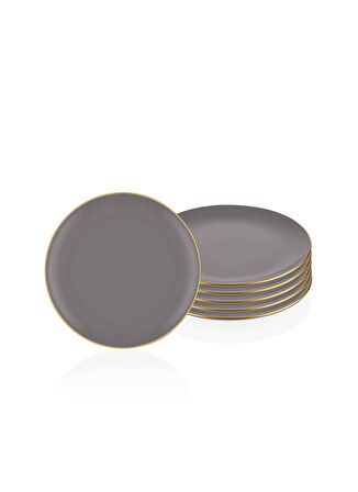 The Mia Basic Pasta Tabağı 6 Lı Set Gri - 19cm