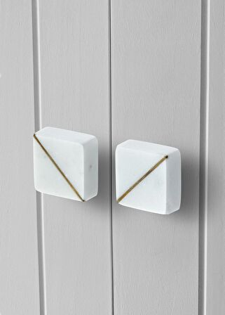 The Mia Mermer Çekmece ve Dolap Kulbu 2li Set