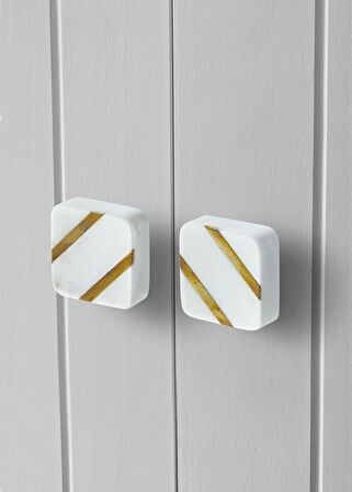 The Mia Mermer Çekmece ve Dolap Kulbu 2li Set