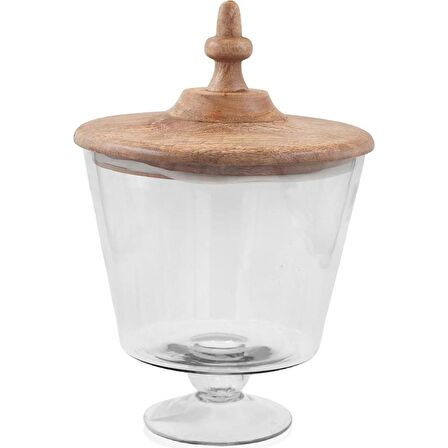THE MİA CAM0376 MADERA AYAKLI KURABİYE KAVANOZU 33X19X19 CM
