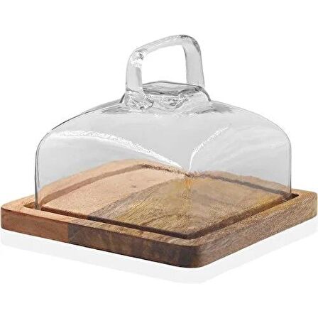 THE MİA CAM0395 MADERA DİKDÖRTGEN KEK SAKLAMA FANUSU 13X17X17 CM