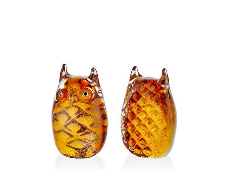 Lamedore Owl Yellow Glass Decor 9,5x6,5x13