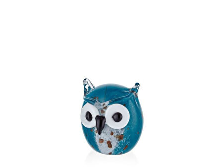 Lamedore Owl Blue Glass Decor 8x8x10 Cm