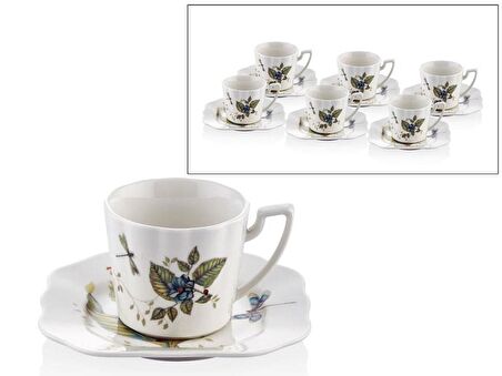 Lamedore Butterfly Serisi 6 Kişilik Kahve Fincanı 125 cc 1JYC-106