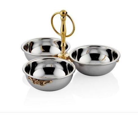 LAMEDORE BLACK PEARL SADE 3 LÜ GOLD DEKORATİF KASE 20X20X12 CM