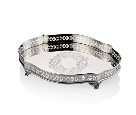 LAMEDORE ENGRAVE KULPLU OVAL TEPSİ 41X26X7 CM