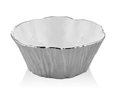 Lamedore Unformed Beyaz Silver Küçük Kase 20x20x10 cm 1BXS-107B1SWS