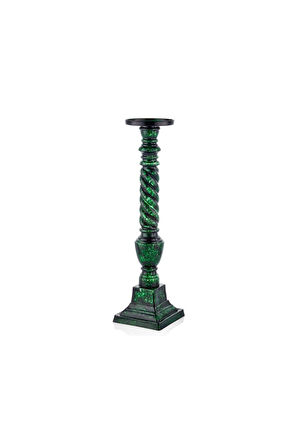 HELIX MEDIUM GREEN GLASS CANDLE HOLDER 10X10X45 CM