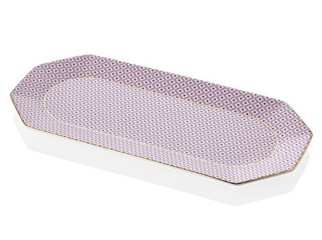 LAMEDORE TEA DELİGHT 33 CM KAYIK TABAK PİNK REGENCY DAMASK 1 ADET