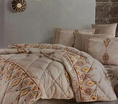 Clasy %100 Pamuk Ranforce Çift Kişilik Silikon Yorgan 195 x 215 Bej