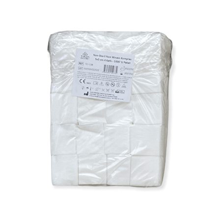 Non woven yüksek emicili 5x5 4 kat 1000 adetlik spanç (non-steril-nonwoven kumaş spanç)