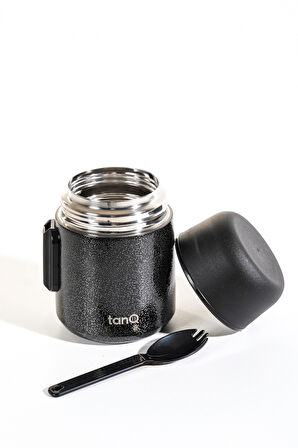 TanQ Ömür Boyu Garantili Bento Paslanmaz Çelik Yemek-Mama Termosu Titan Black 0.50 Lt- (17 Oz)