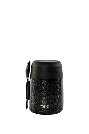 TanQ Ömür Boyu Garantili Bento Paslanmaz Çelik Yemek-Mama Termosu Titan Black 0.50 Lt- (17 Oz)