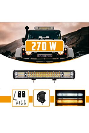 Off Road 3 Sıra 270w Çift Modlu Led Lamba Beyaz Ve Turuncu Flaşlı 56 Cm 3030 Cree Led