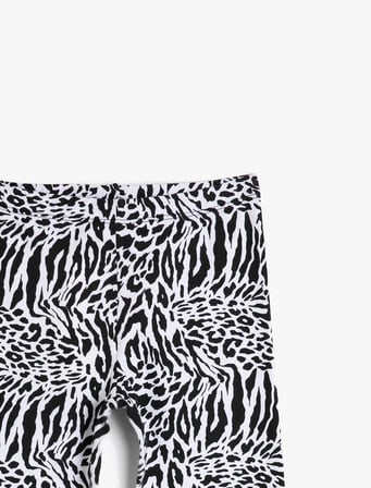 Zebra Desenli İnce Esnek Kumaştan Normal Bel Uzun Tayt