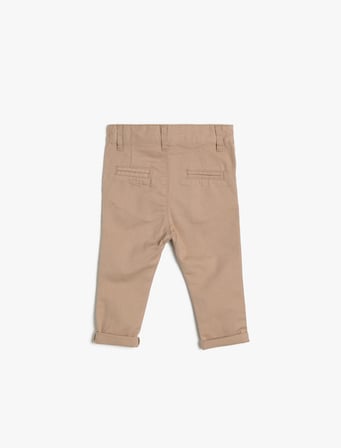 Pamuklu İnce Gabardin Chino Cepli Beli Ayarlanabilir Lastikli Klasik Pantolon