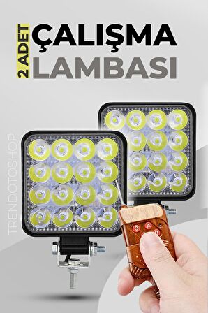 16 Led Off Road Çalışma Ve Sis Lambası 2'li 48w 12-24v Farklı Yanış Modlarına Sahip Kumandalı Set