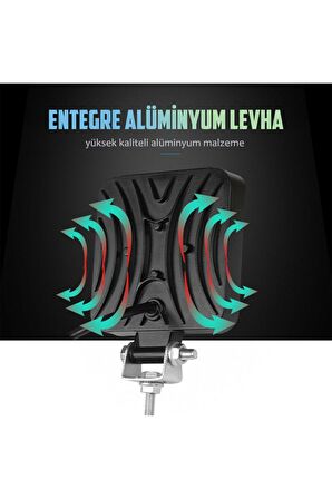 16 Led Off Road Çalışma Ve Sis Lambası 2'li 48w 12-24v Farklı Yanış Modlarına Sahip Kumandalı Set