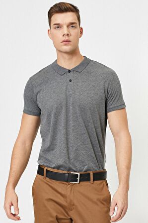 Erkek Lacivert Süs Etiket Detayli Slim Fit Polo Yaka T-shirt