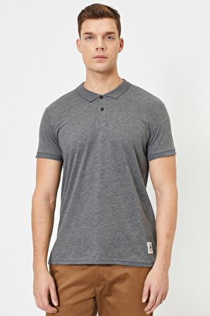 Erkek Lacivert Süs Etiket Detayli Slim Fit Polo Yaka T-shirt