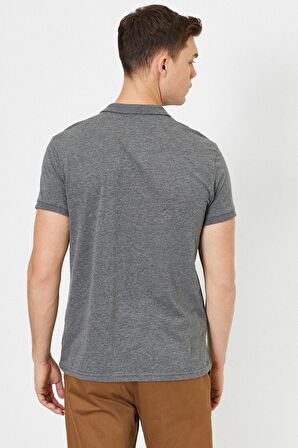 Erkek Lacivert Süs Etiket Detayli Slim Fit Polo Yaka T-shirt