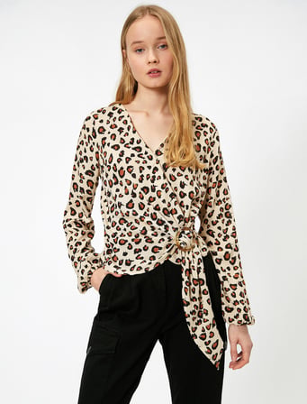 Leopar Desenli Bluz