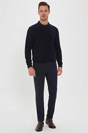 Newblend Erkek Polo Yaka Sweatshirt Lacivert