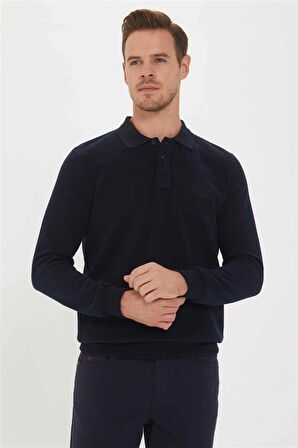 Newblend Erkek Polo Yaka Sweatshirt Lacivert