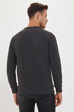 Newdiagonal Erkek Bisiklet Yaka Sweatshirt Bordo