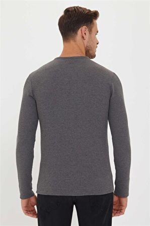Newwaffle Erkek Patli Sweatshirt Antrasit Melanj