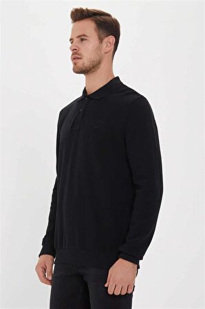 Newblend Erkek Polo Yaka Sweatshirt Siyah