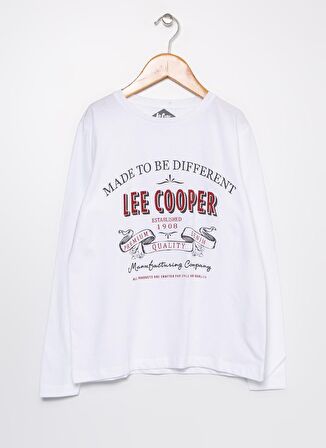 Lee Cooper O Yaka Baskılı Erkek Çocuk Beyaz Sweatshirt