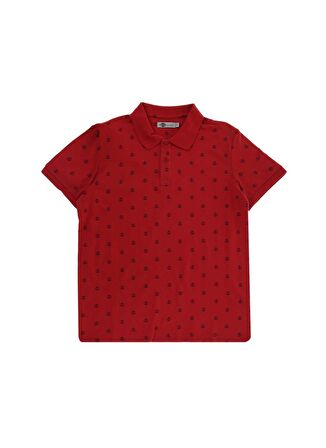 Lee Cooper 242049 Pool Kırmızı Çapa Desenli Erkek Polo T-Shirt