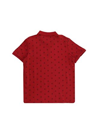 Lee Cooper 242049 Pool Kırmızı Çapa Desenli Erkek Polo T-Shirt