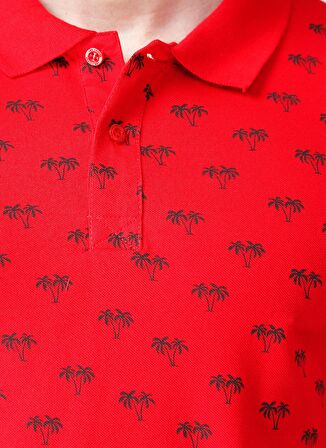 Lee Cooper Polo Kırmızı logo Desenli Kısa Kollu Erkek T-shirt