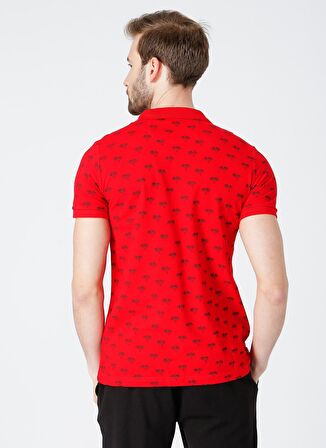 Lee Cooper Polo Kırmızı logo Desenli Kısa Kollu Erkek T-shirt