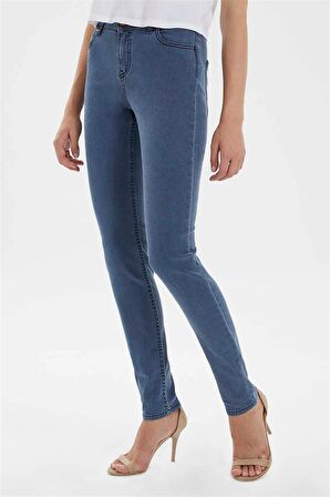 Amy Kadın Skinny Midrise Fit Jean Pantolon Blue Wash