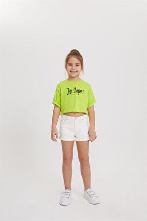 Sally Kiz Çocuk Crop Top Neon Yeşil