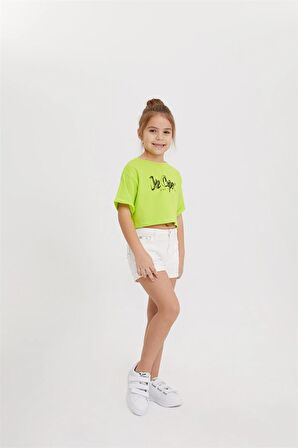 Sally Kiz Çocuk Crop Top Neon Yeşil