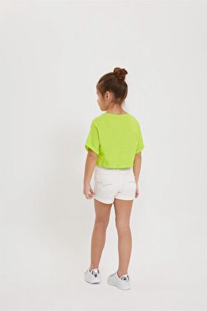 Sally Kiz Çocuk Crop Top Neon Yeşil